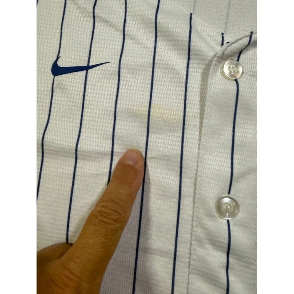 Nike Chicago Cubs MLB Baseball Jersey Youth XL 18/20 White Pinstripe Button Up